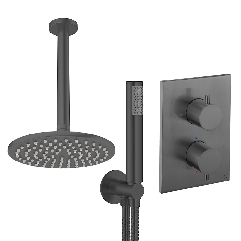 Crosswater Crossbox Shower Set 3 Slate 200mm Ceiling Mounted (Excluding Crossbox)