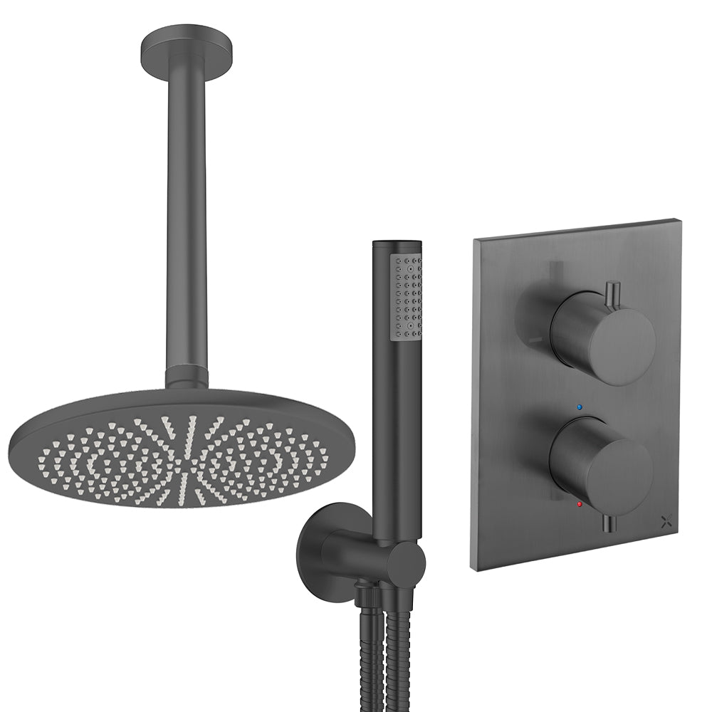 Crosswater Crossbox Shower Set 3 Slate 300mm Ceiling Mounted (Excluding Crossbox)