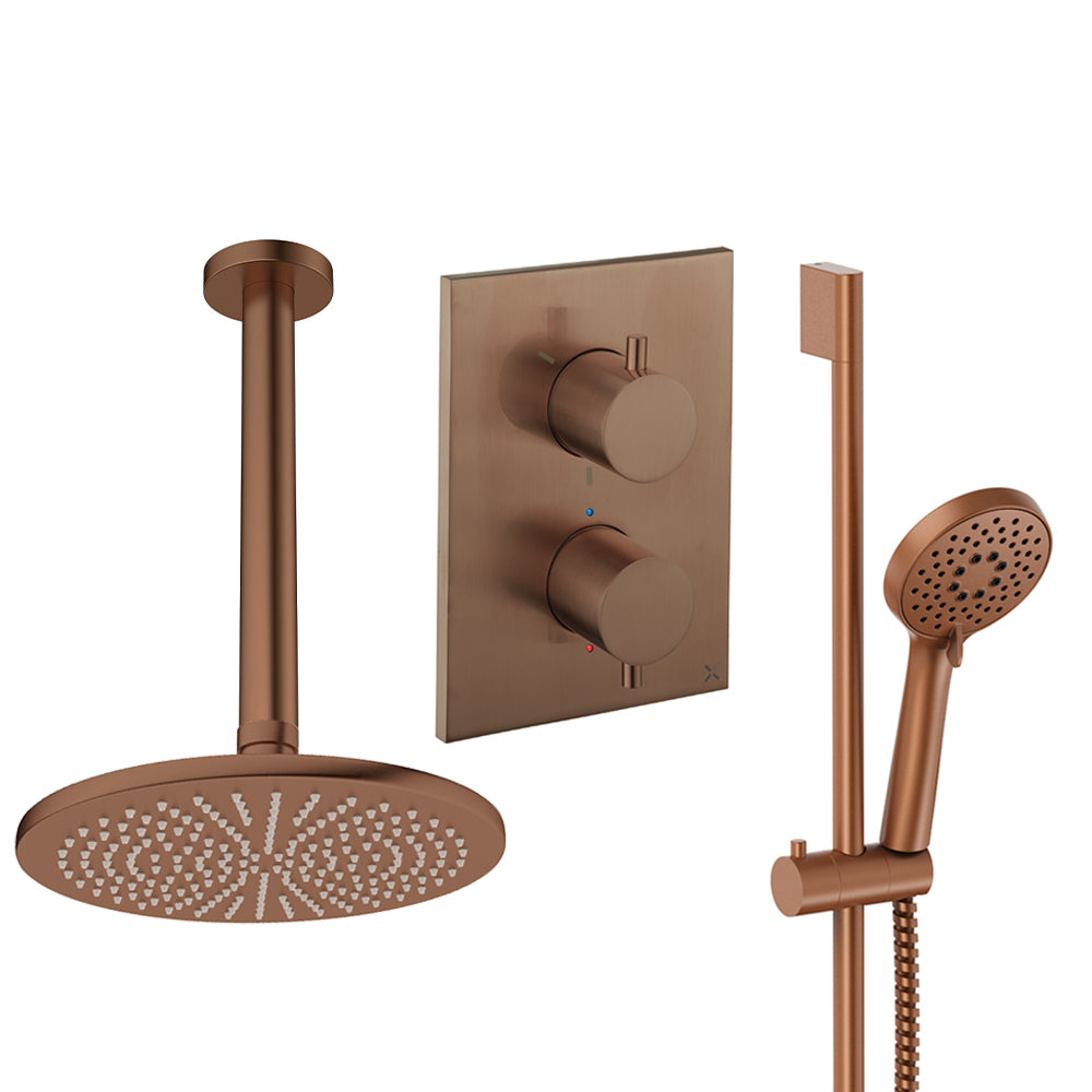 Crosswater Crossbox Shower Set 4 Brushed Bronze 300mm Ceiling Mounted (Excluding Crossbox)
