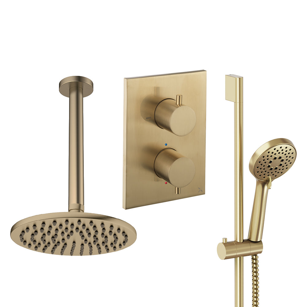 Crosswater Crossbox Shower Set 4 Brushed Brass 200mm Ceiling Mounted (Excluding Crossbox)