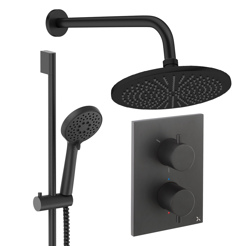 Crosswater Crossbox Shower Set 4 Matt Black 300mm (Excluding Crossbox)