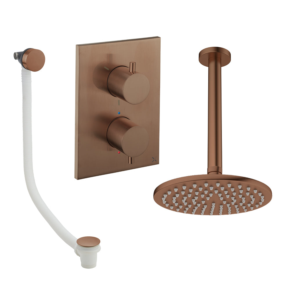 Crosswater Crossbox Shower Set 7 Brushed Bronze 200mm Ceiling Mounted (Excluding Crossbox)