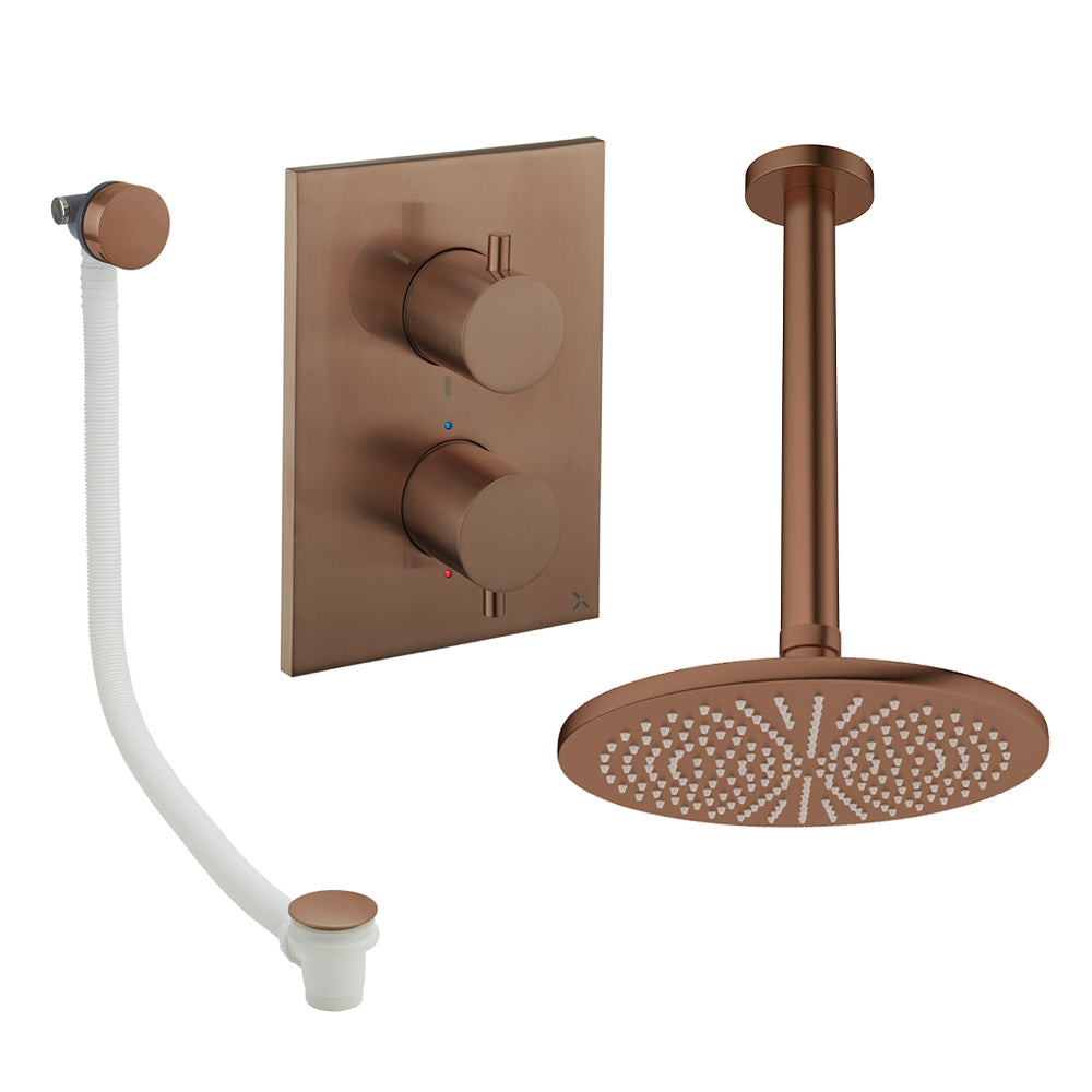 Crosswater Crossbox Shower Set 7 Brushed Bronze 300mm Ceiling Mounted (Excluding Crossbox)