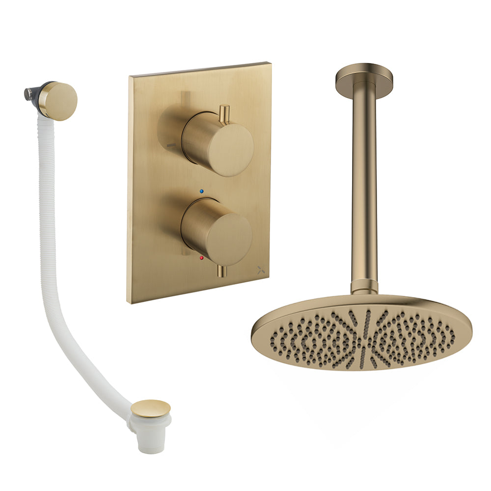Crosswater Crossbox Shower Set 7 Brushed Brass 300mm Ceiling Mounted (Excluding Crossbox)