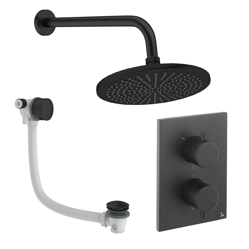 Crosswater Crossbox Shower Set 7 Matt Black 300mm (Excluding Crossbox)