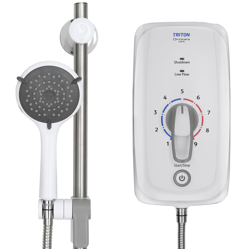 Triton Omnicare Ultra Plus Thermostatic Shower With Grab Riser Rail Kit 8.7kW