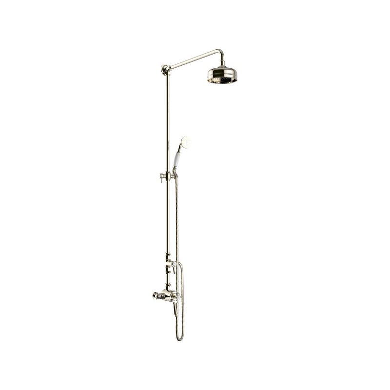 Heritage Dawlish Exposed Thermostatic Dual Control Shower Valve with Premium Fixed Riser Kit and Diverter to Handset Vintage Gold