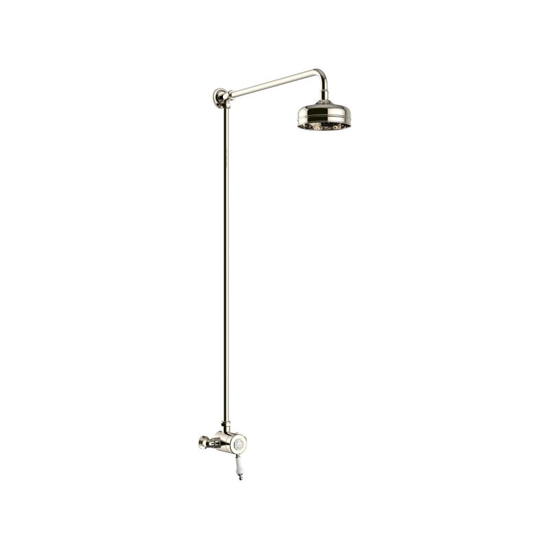 Heritage Glastonbury Exposed Thermostatic Single Control Shower Valve with Premium Fixed Riser Kit Vintage Gold