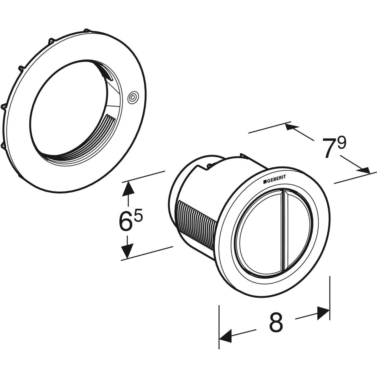 Geberit Pneumatic Dual Flush Button - Gloss Chrome 116.050.21.1