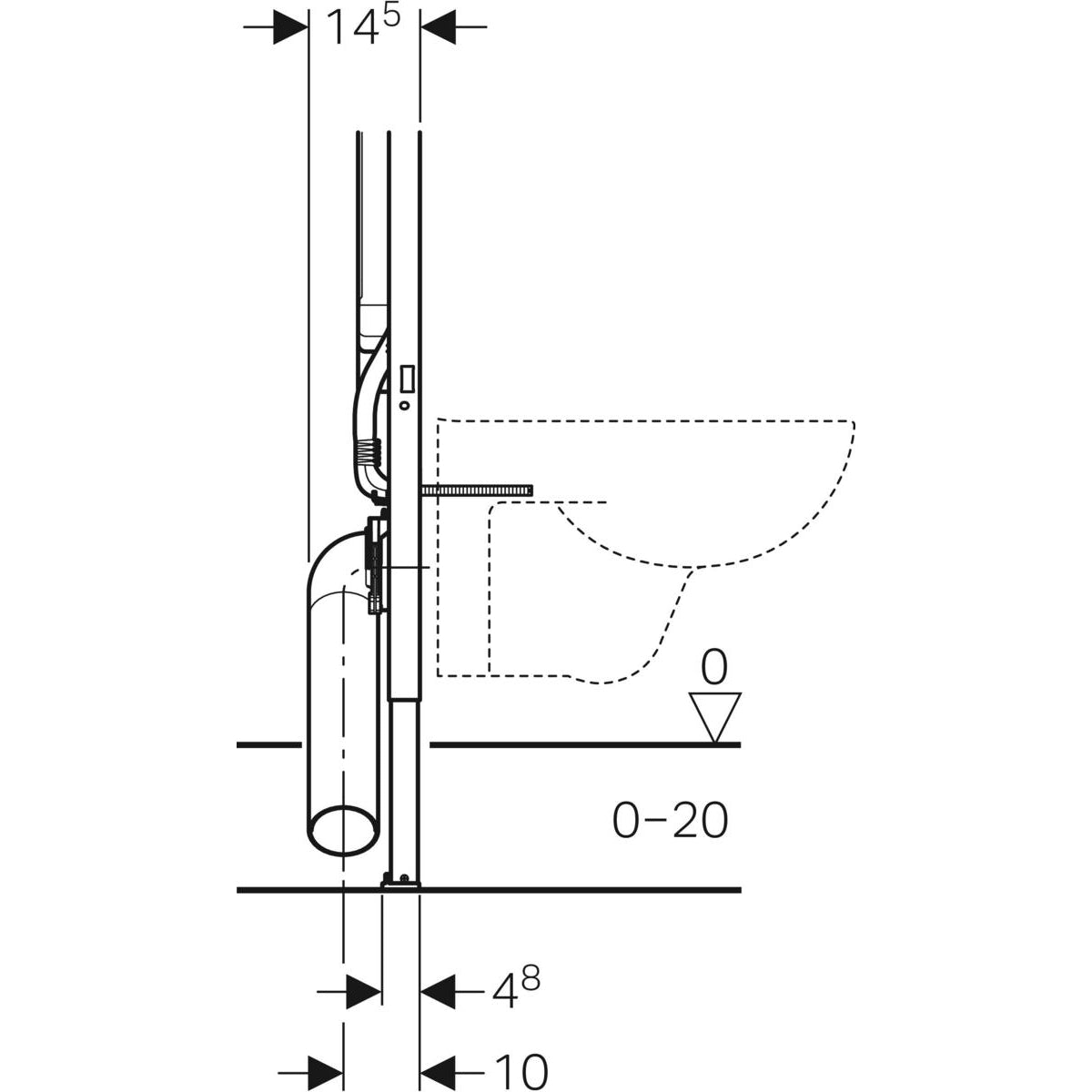 Geberit Duofix element for wall-hung WC, 114 cm, with Sigma concealed cistern 8 cm 111 799 00 3 111.799.00.3