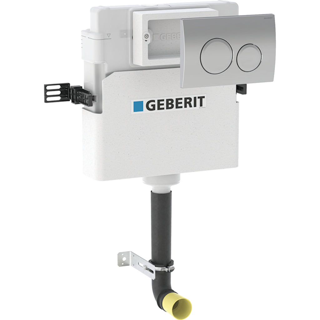 Geberit Delta Concealed Cistern 12 Cm, 6/3 Litres, With Delta20 Flush Plate: Gloss Chrome-Plated 109 103 21 2 109.103.21.2