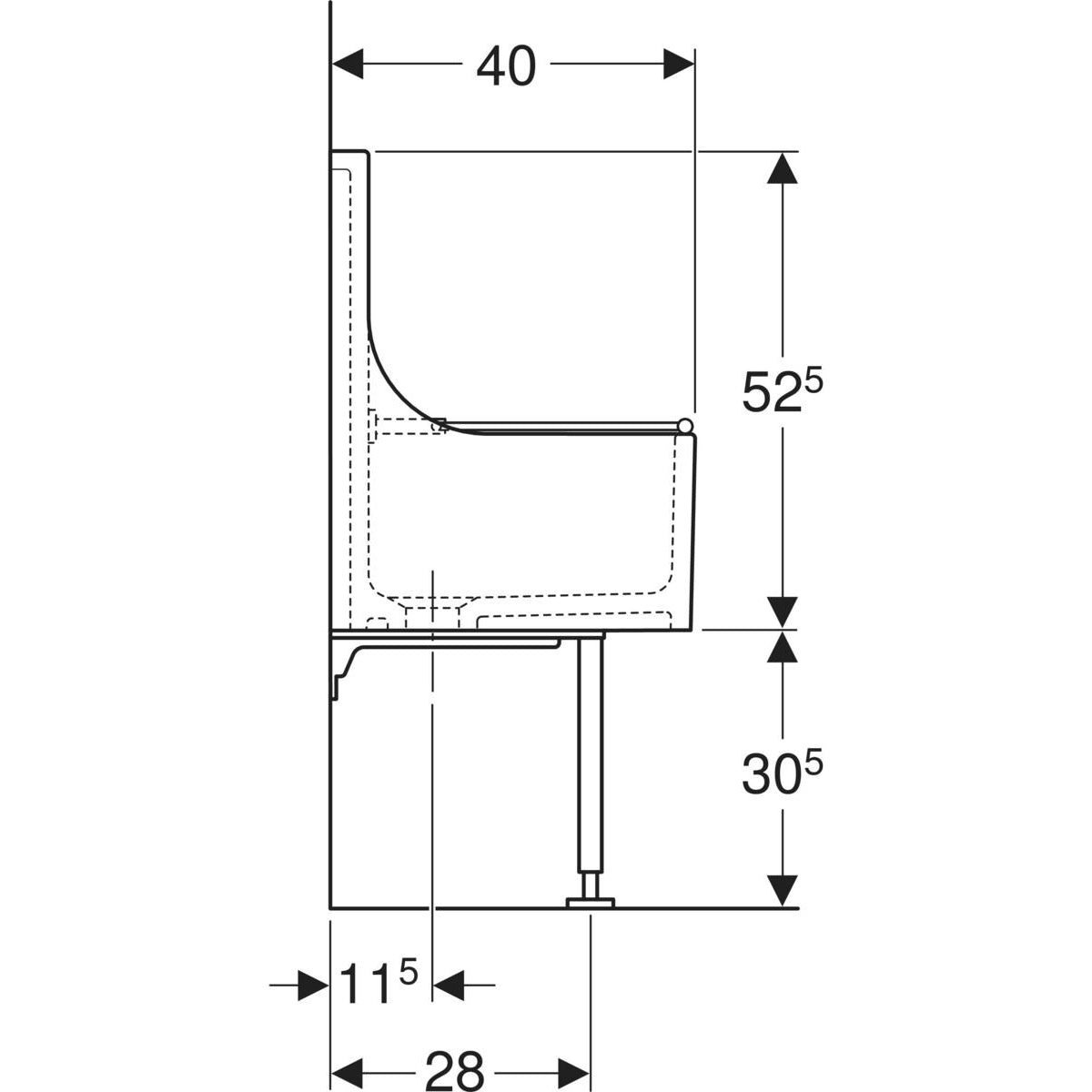 Twyford Sola cleaner sink, floor-standing, high back, with hinged grating.