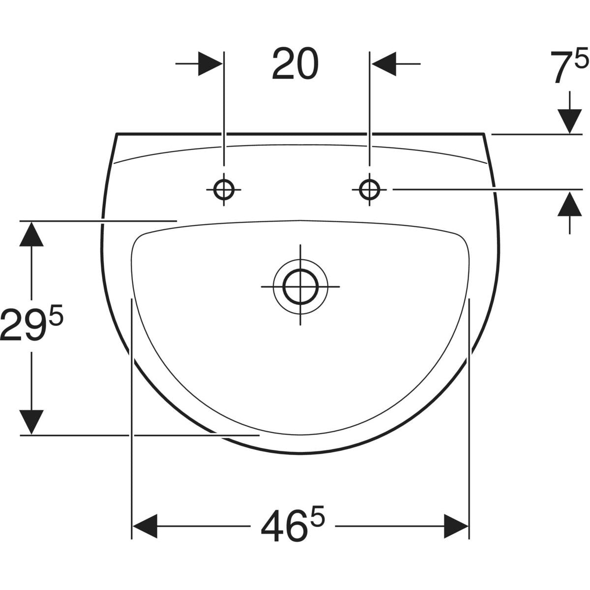 Twyford Option 2 Taphole 550mm Basin Whtie