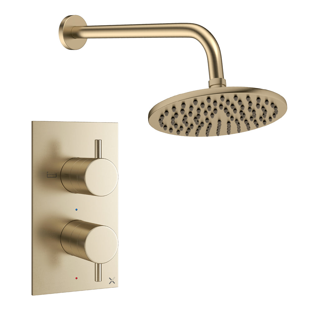 Crosswater Design Shower Set 1 Brushed Brass 200mm