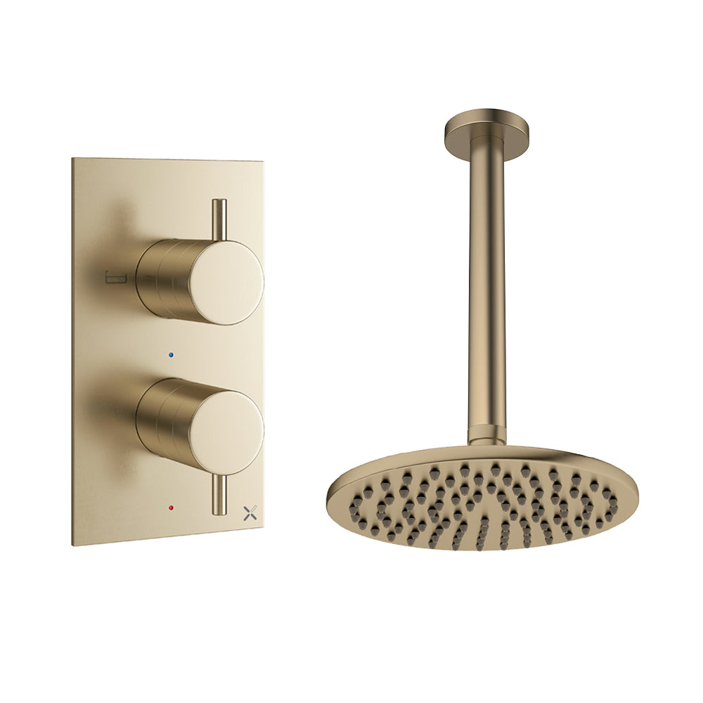 Crosswater Design Shower Set 1 Brushed Brass 200mm Ceiling Mounted