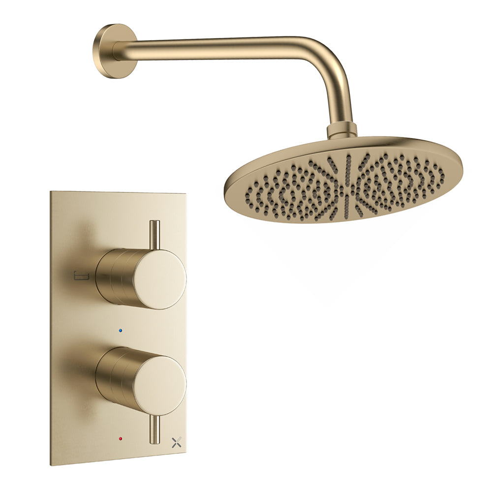 Crosswater Design Shower Set 1 Brushed Brass 300mm