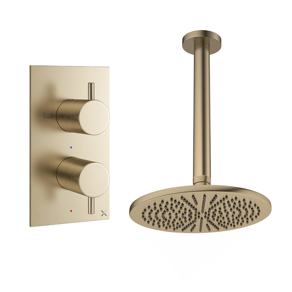 Crosswater Design Shower Set 1 Brushed Brass 300mm Ceiling Mounted