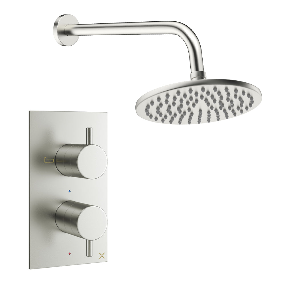 Crosswater Design Shower Set 1 Brushed Nickel 200mm