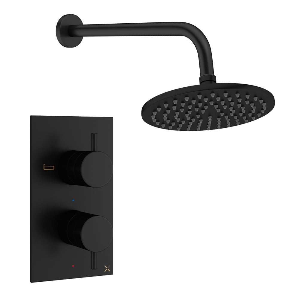 Crosswater Design Shower Set 1 Matt Black 200mm
