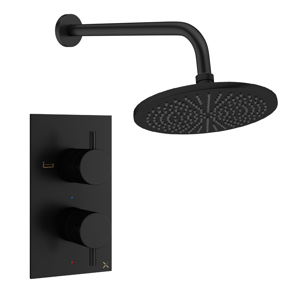 Crosswater Design Shower Set 1 Matt Black 300mm