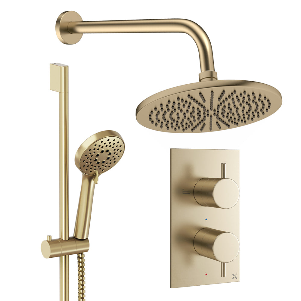 Crosswater Design Shower Set 4 Brushed Brass 300mm