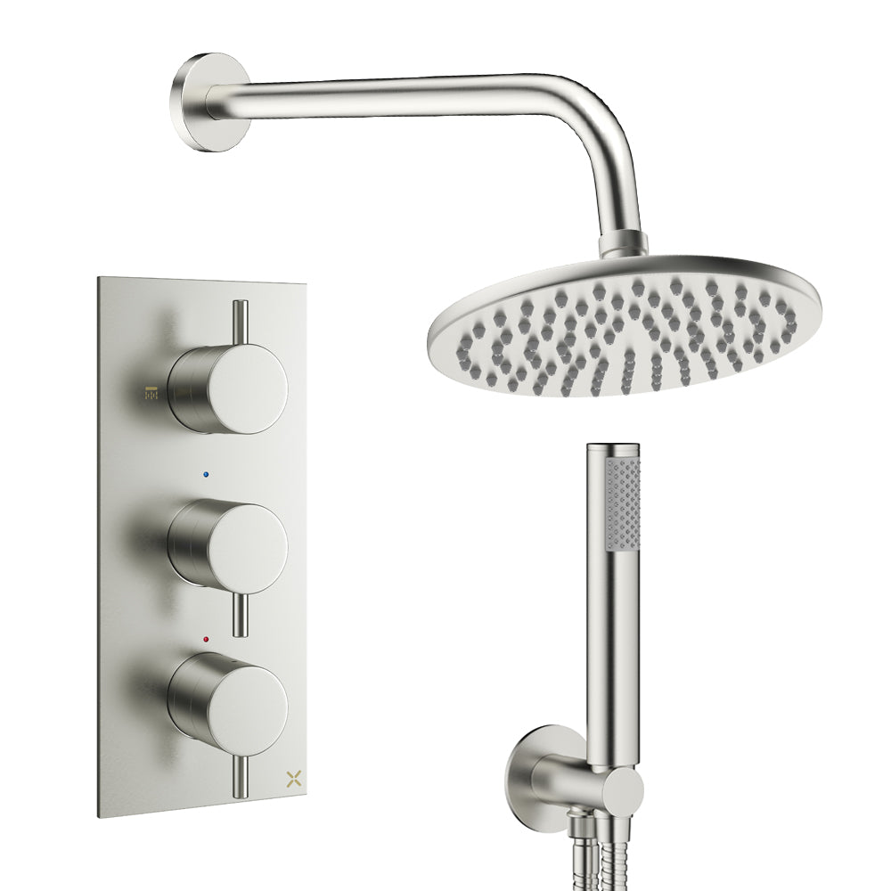 Crosswater Design Shower Set 7 Brushed Nickel 200mm