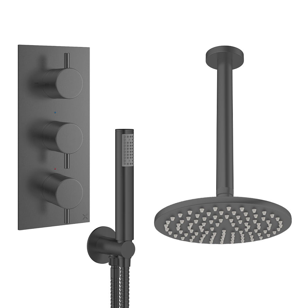 Crosswater Design Shower Set 7 Slate 200mm Ceiling Mounted
