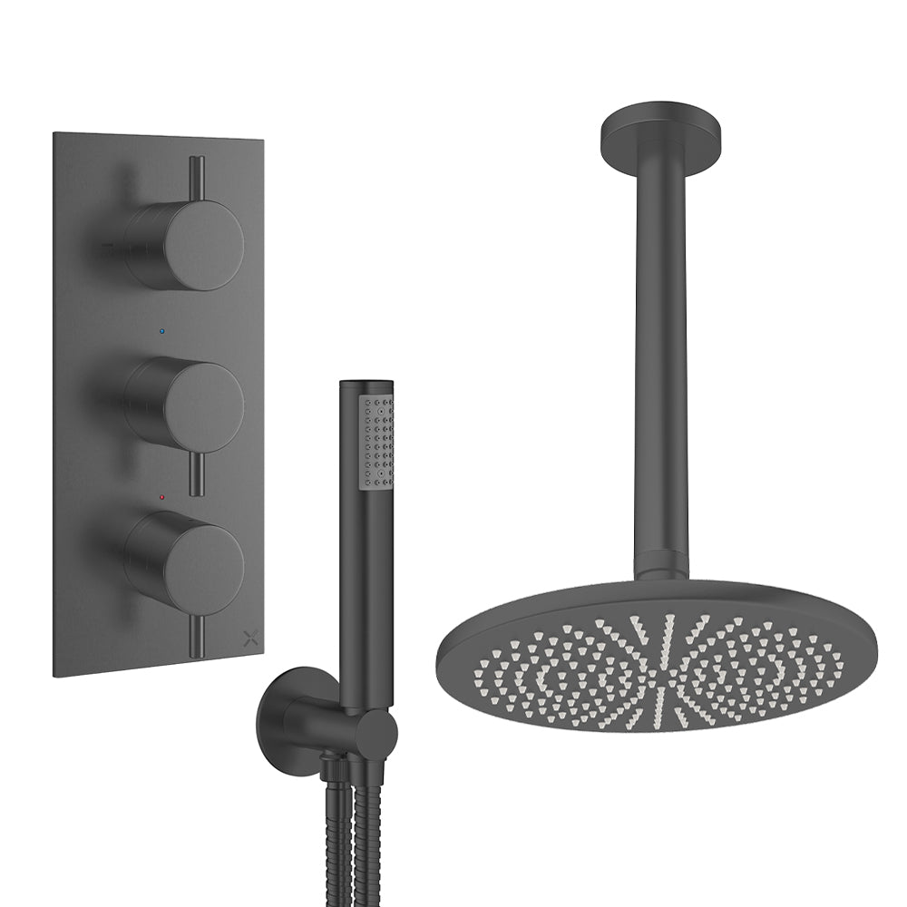 Crosswater Design Shower Set 7 Slate 300mm Ceiling Mounted