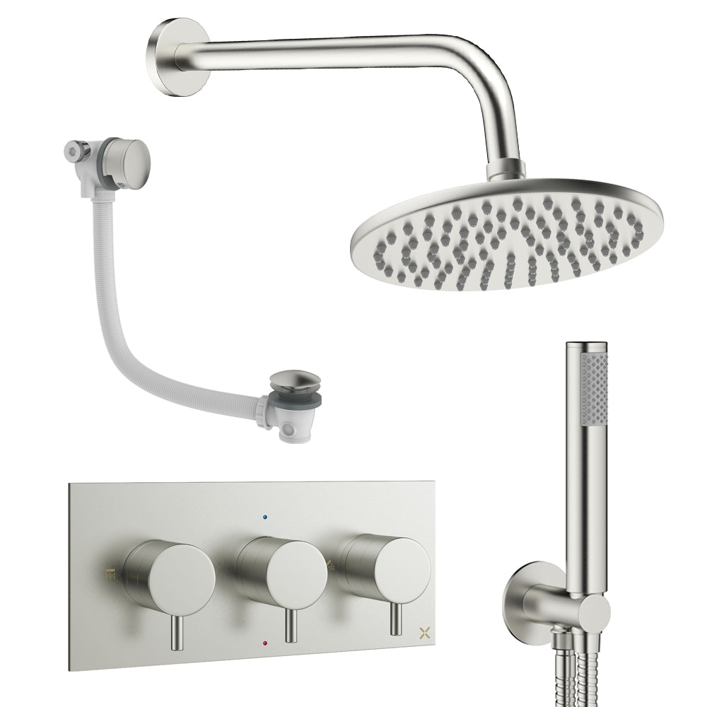Crosswater Design Shower Set 8 Brushed Nickel 200mm