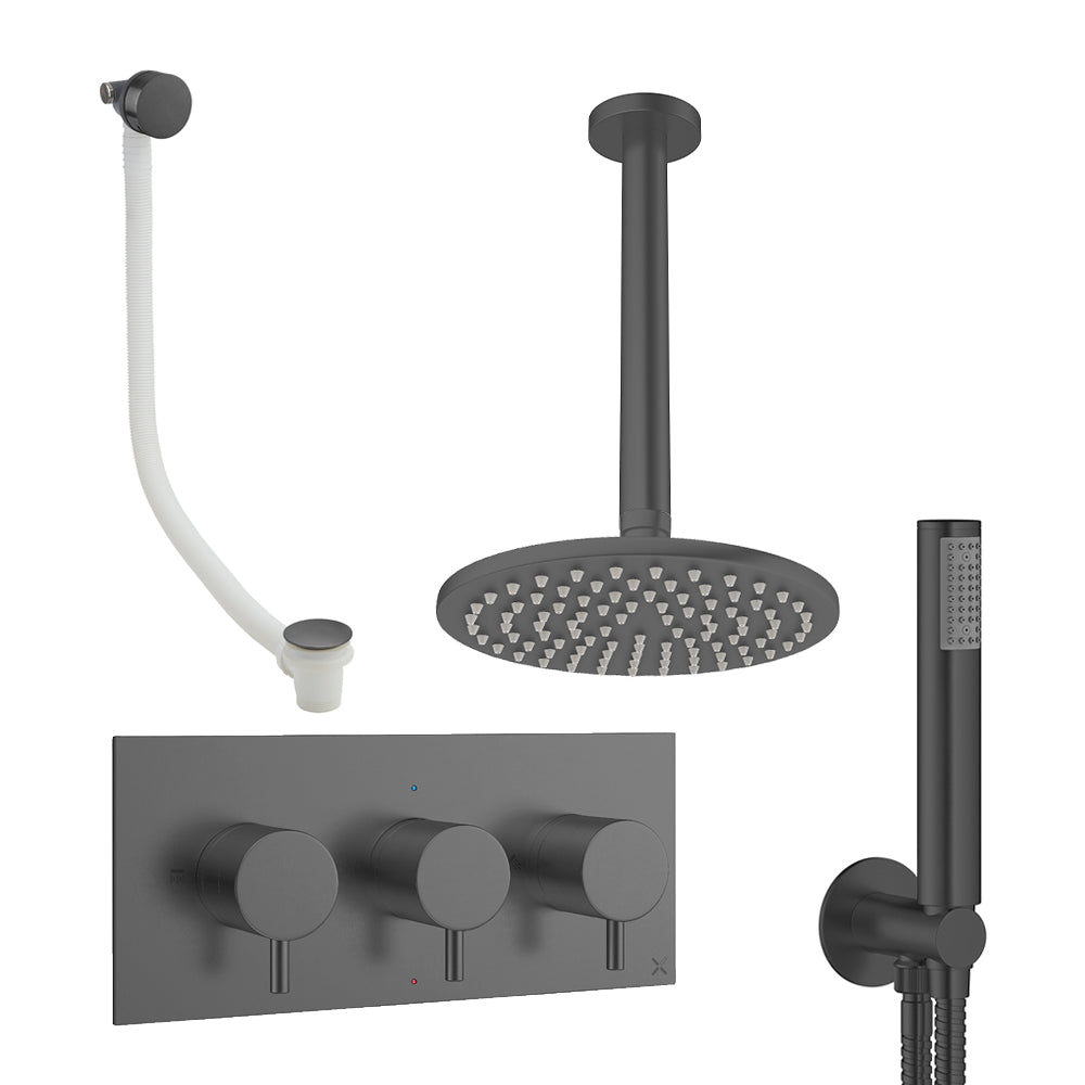 Crosswater Design Shower Set 8 Slate 200mm Ceiling Mounted