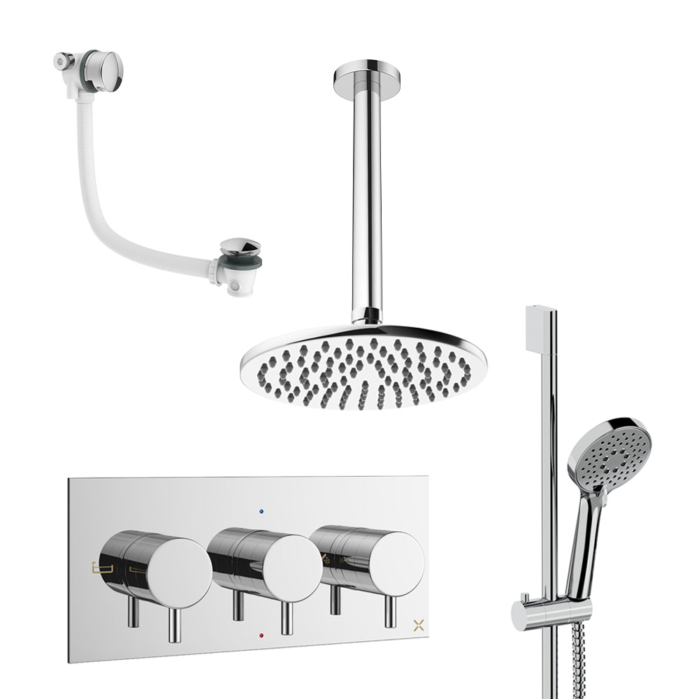 Crosswater Design Shower Set 9 Chrome 200mm Ceiling Mounted