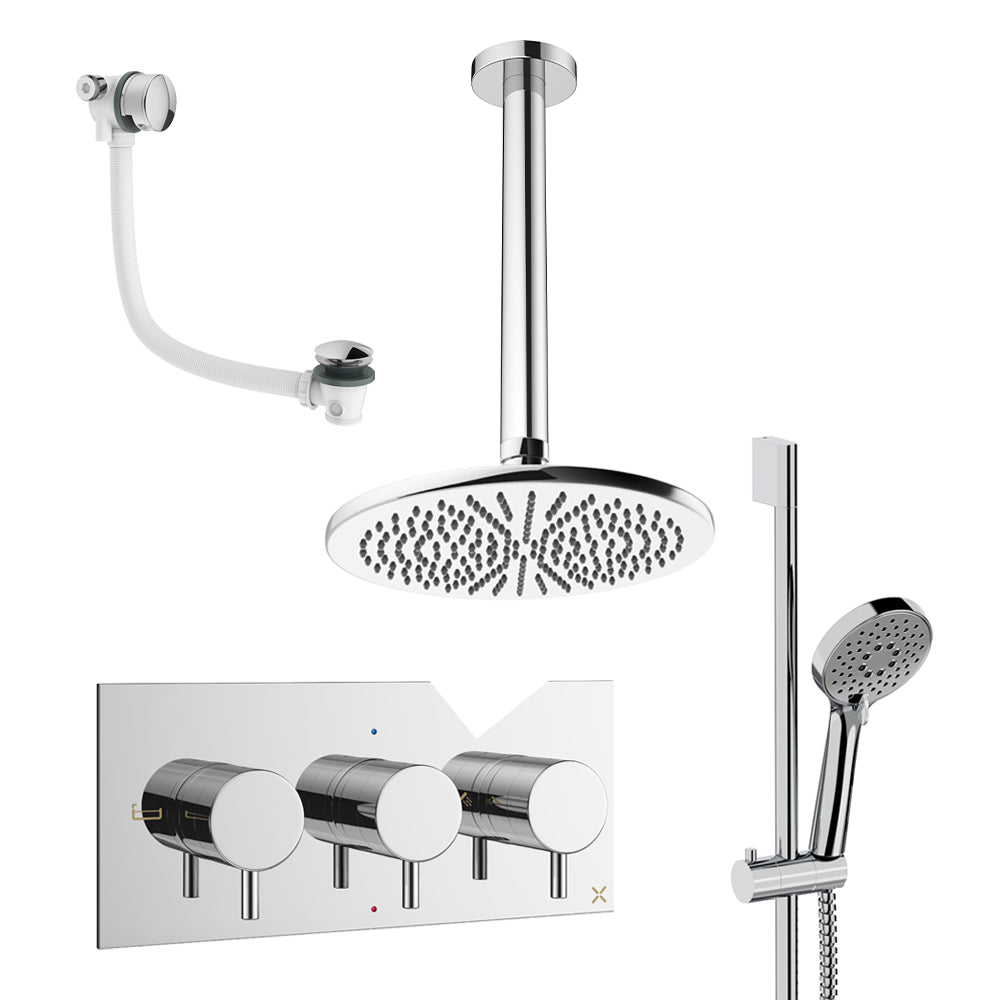 Crosswater Design Shower Set 9 Chrome 300mm Ceiling Mounted