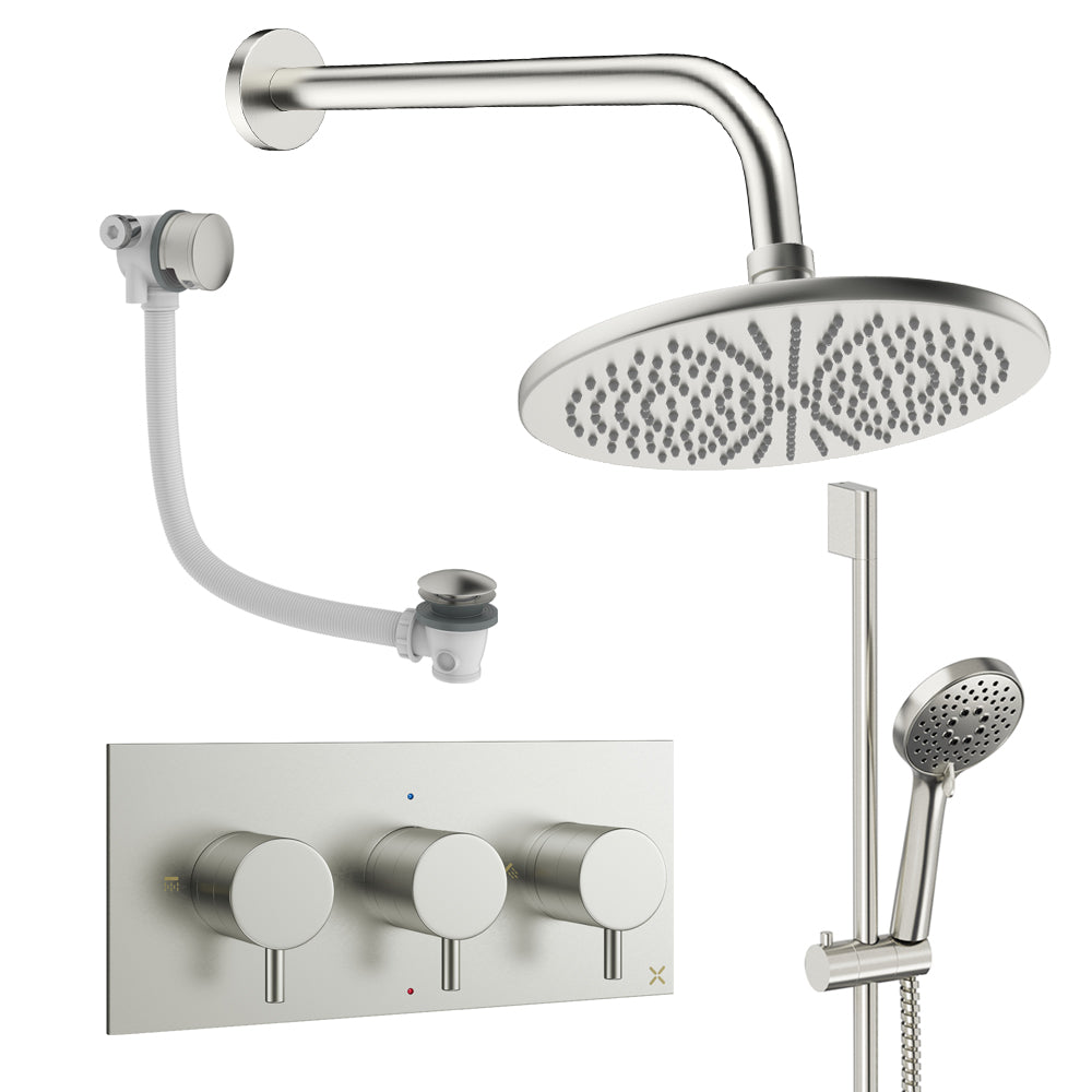 Crosswater Design Shower Set 9 Brushed Nickel 300mm