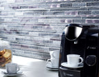 Verona Kenton Grey Glass/Stone/Metal Mix Offset Linear Mosaic Pk/10