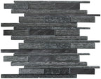 Verona Kenton Grey Glass/Stone/Metal Mix Offset Linear Mosaic Pk/10