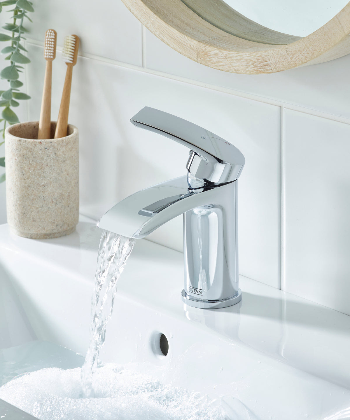 Bristan Gild Eco Start Basin Mixer with Clicker Waste Chrome GLD2 ES BAS C