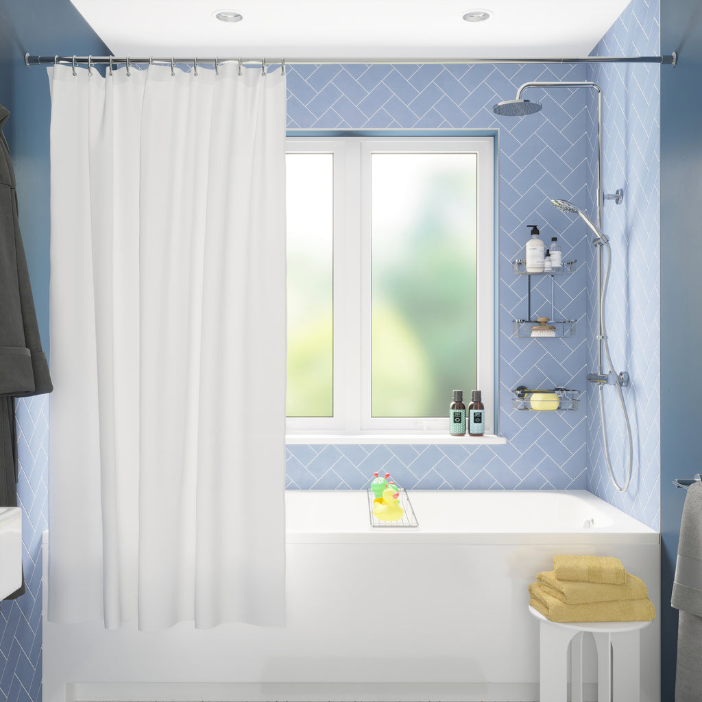 Croydex Shower Curtain Plain White 1800mm