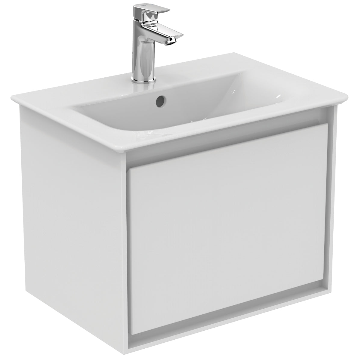 Ideal Standard Philosophy Furniture - 1 Drawer Mini Vanity Unit 500W x 400H x 360mmD, Gloss White with Matt White Trim