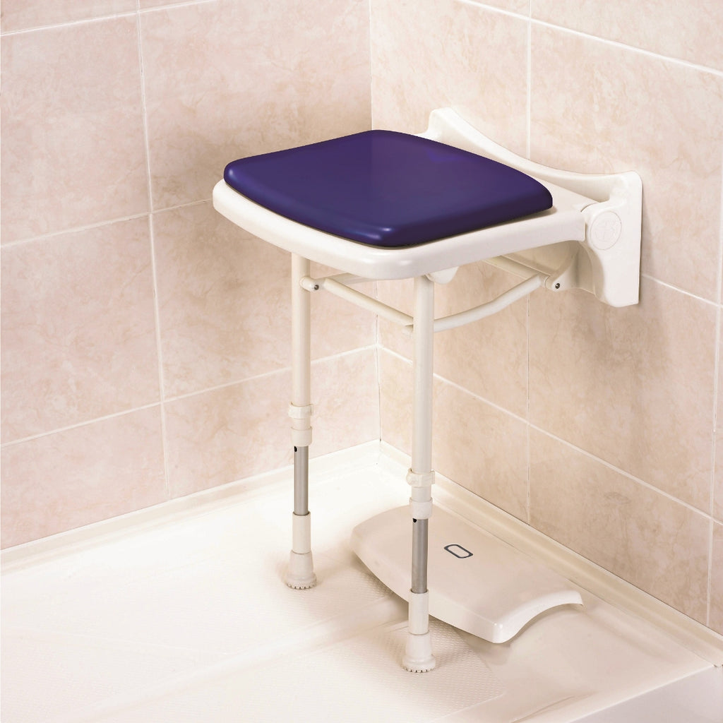 AKW 02200P 2000 Series Compact Fold Up Shower Seat & Pad Blue