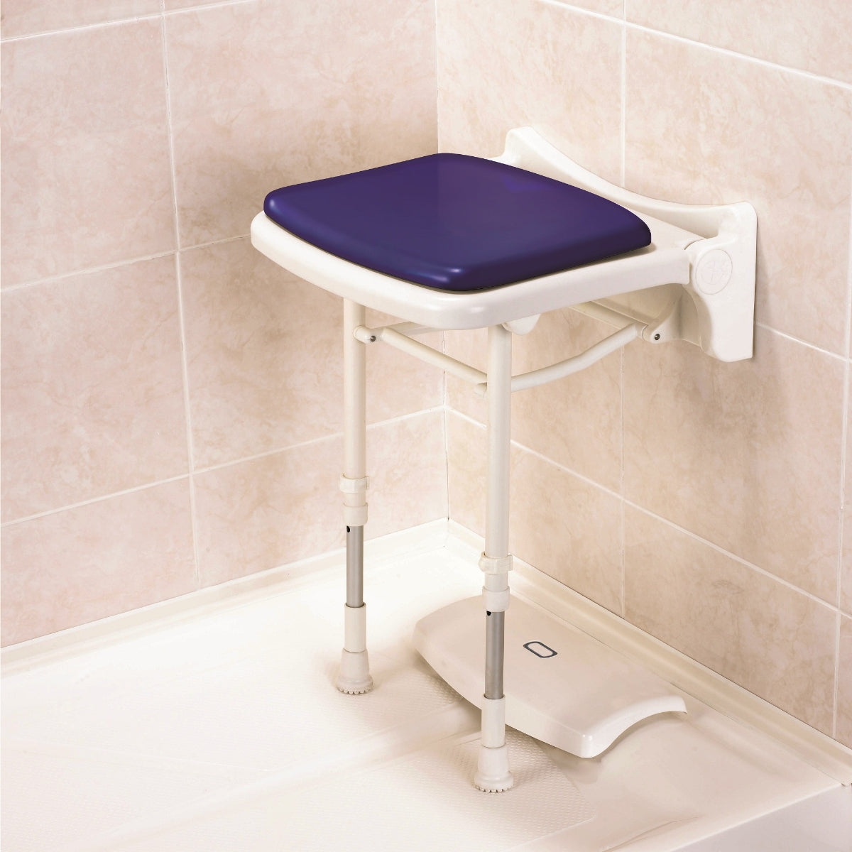 AKW 02200P 2000 Series Compact Fold Up Shower Seat & Pad Blue