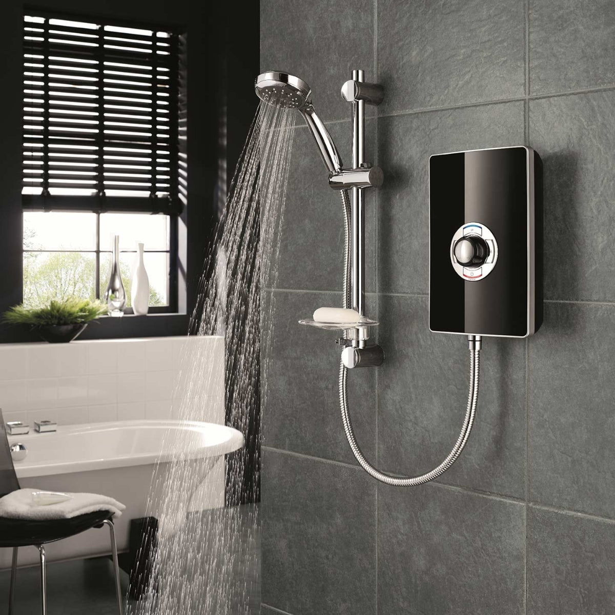 Triton Aspirante Electric Shower 9.5kW Black Gloss ASP08gSBLK.