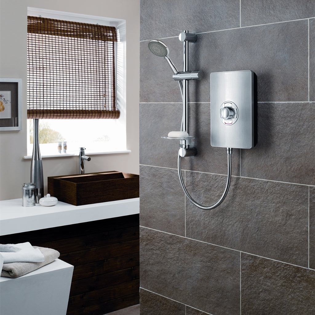 Triton Aspirante Electric Shower 9.5kW Brushed Steel ASP08BRSTL.