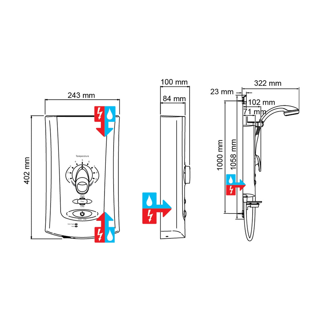 Mira Showers Advance Flex Low Pressure Electric Shower 9.0kW 1.1759.003.
