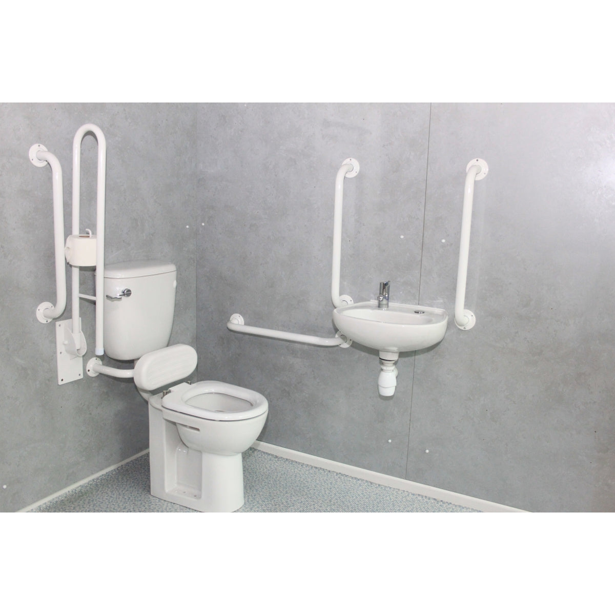 NYMAS Low Level Doc M Toilet Pack, Steel, Exp. Fixings, White.