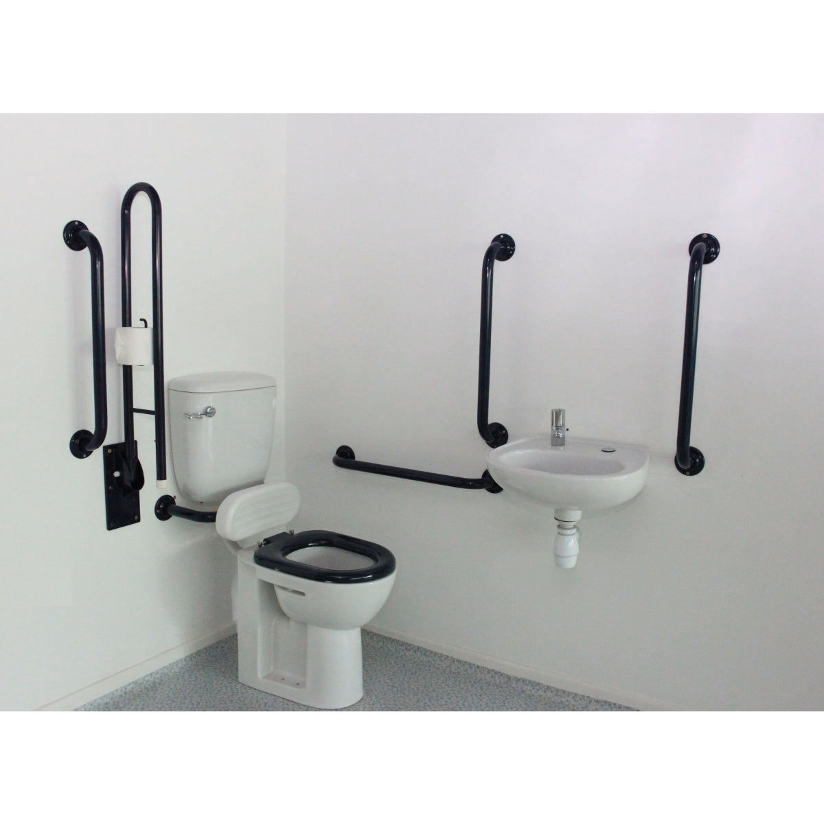 NYMAS Low Level Doc M Toilet Pack, Steel, Exp. Fixings, Dark Blue.