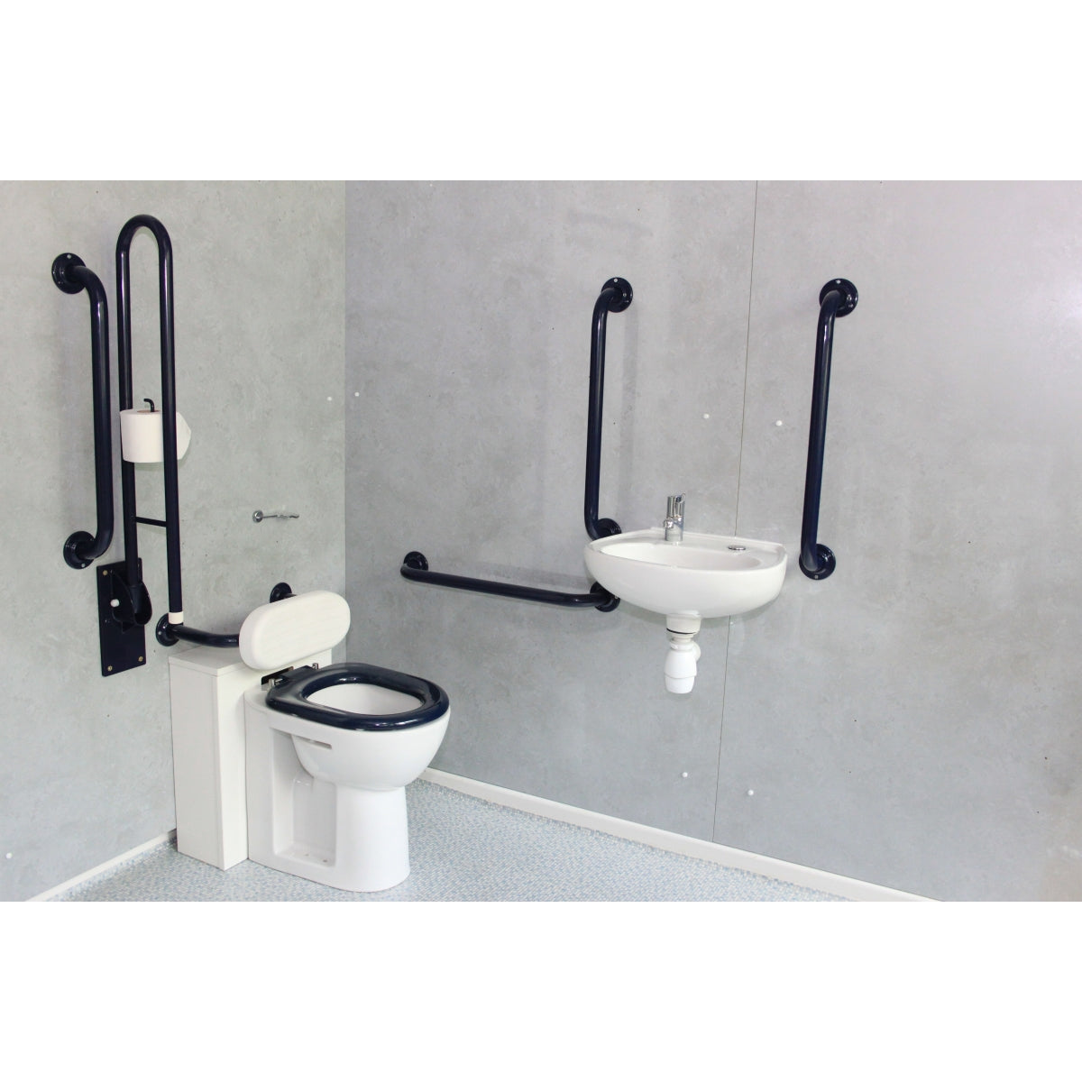 NYMAS Back to Wall Doc M Toilet Pack, Steel, Conc. Fixings, Dark Blue.