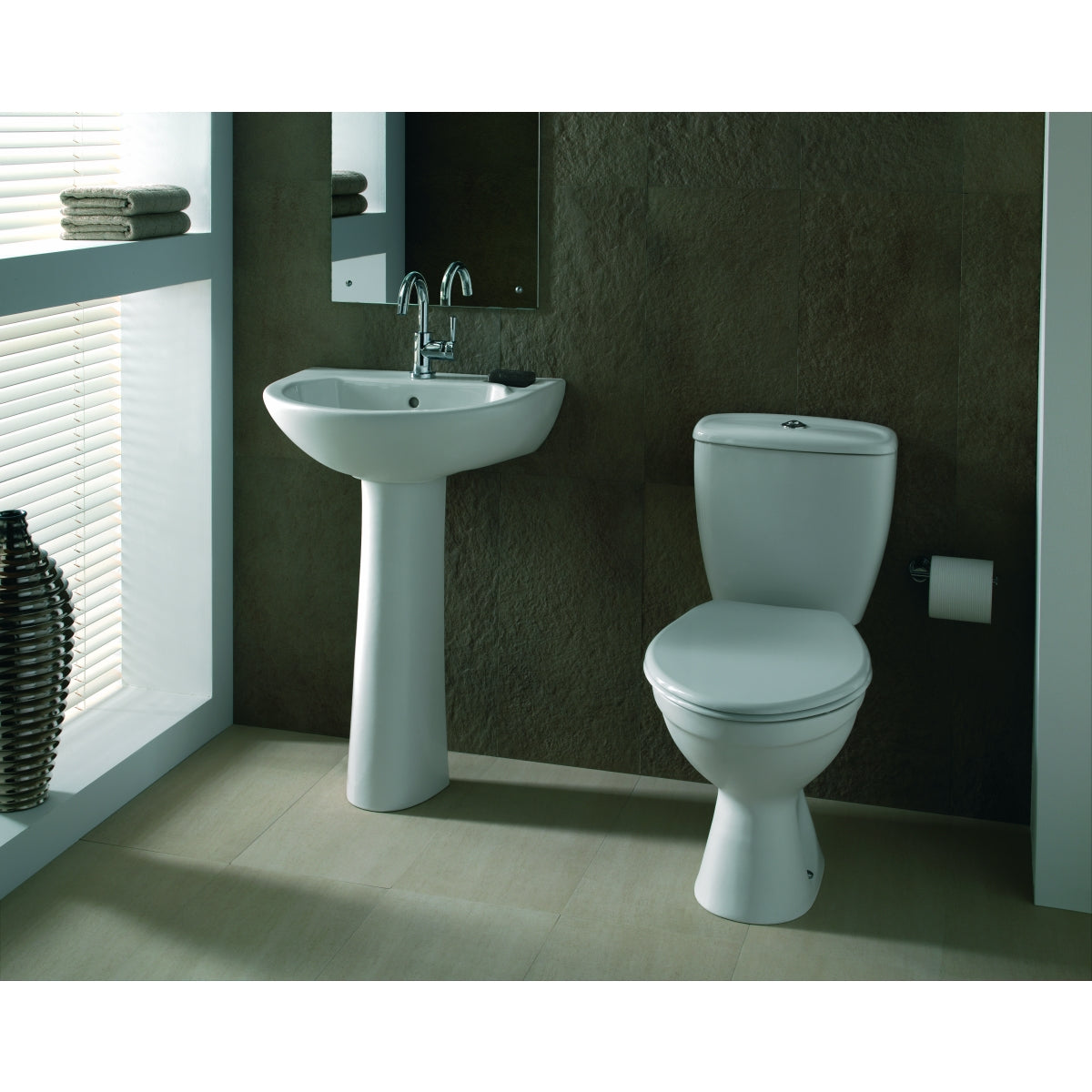 Twyford Option exposed cistern, close-coupled, for floor-standing WC raised