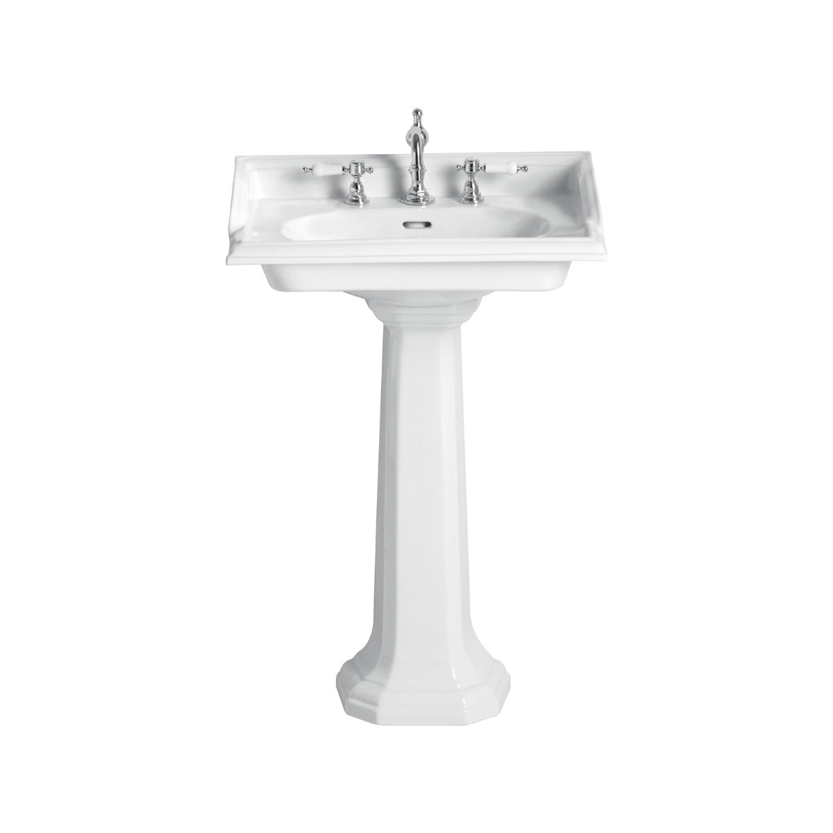 Heritage Dorchester Square 625mm Basin 2 Taphole White