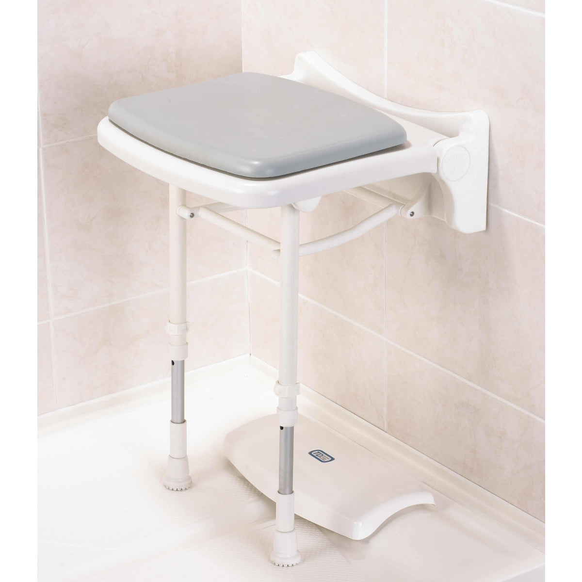 AKW 2000 Series Compact Fold Up Shower Seat & Pad Grey