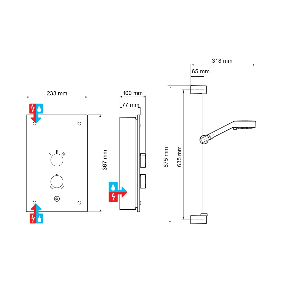 Mira Gale Slate Electric Shower 9.8 KW 1.1634.117..